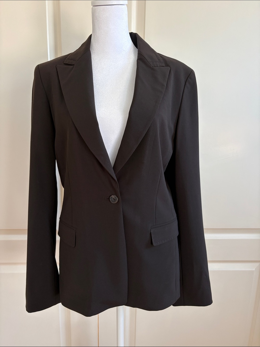 Elie Tahari The SYLVIE Peak-Lapel Brown Single-Button Tailored Blazer Size 8